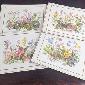 4 Pimpernel Meadow Flowers Large Cork Placemats 15 x 11 Inch Set - England